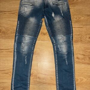 Men's Distressed Blue Jeans